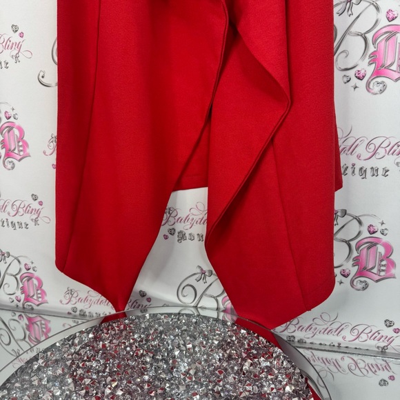 Revamped cardigan waterfall flowy Red Asymmetrical Sleeveless Dress - Picture 4 of 10
